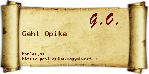 Gehl Opika névjegykártya